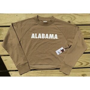 KadyLuxe Women's Terry‎ Cropped Sweatshirt Alabama Crimson Tide Tan Size XL